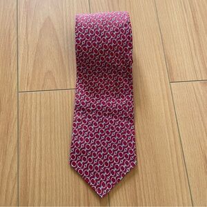 Paolo Gucci Vtg Red Silk Horsebit Chain Print Silk Neck Tie Men’s